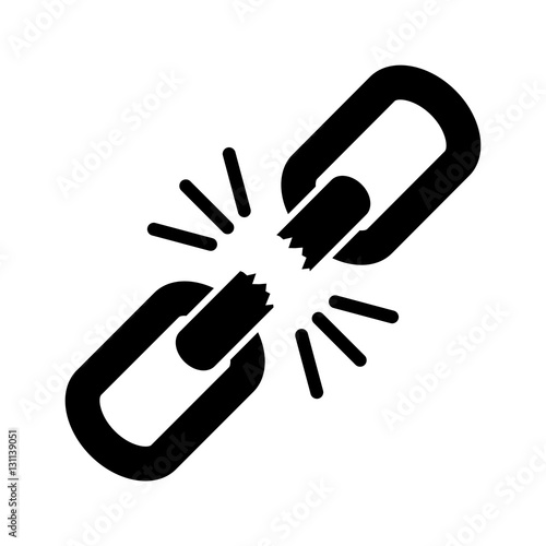 Broken chain link vector icon