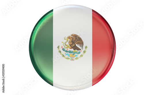 Badge with flag of Mexico, 3D rendering photo