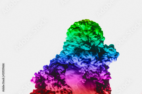 abstraction, colorful ink in water isolated on white background