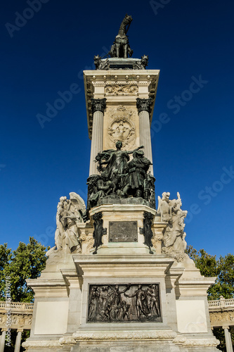 Monument to King Alfonso XII. Buen Retiro Park, Madrid. Spain.