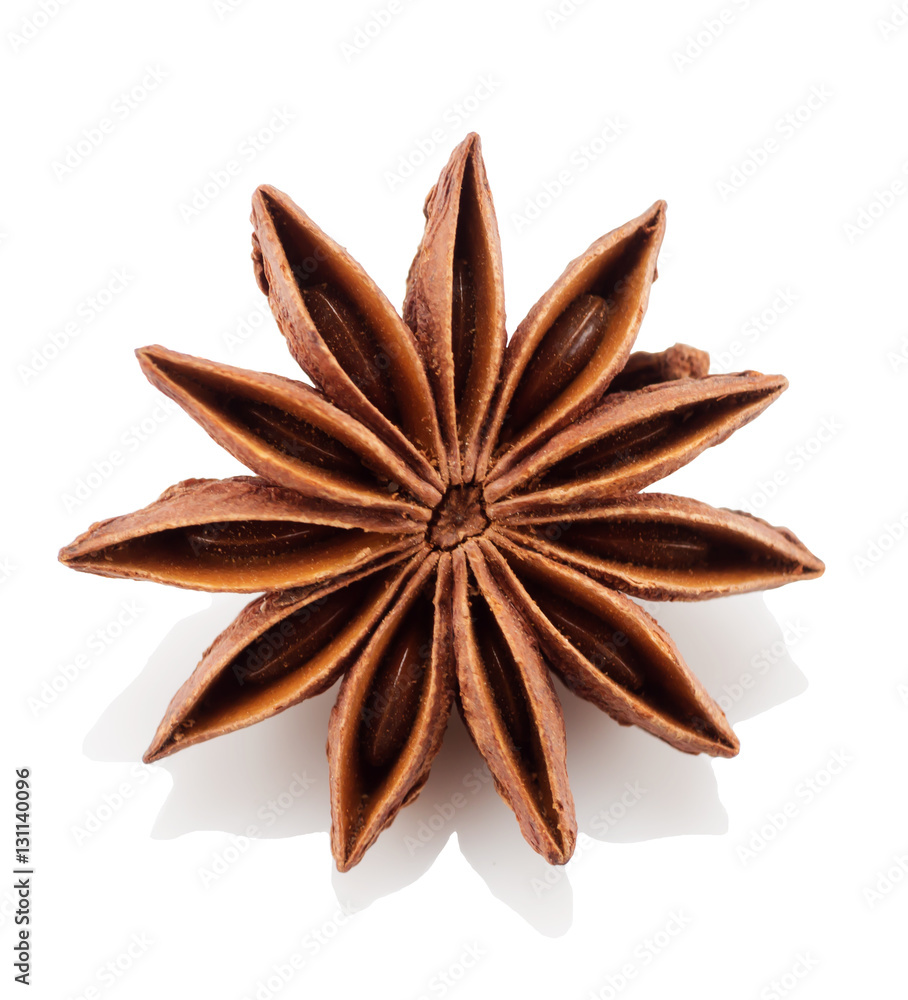Star anise on a white background