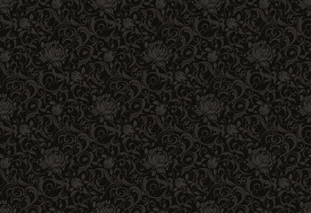 Wandcirkels Bloemenprints patronen Zwart bloemenpatroon vector stijl  © Natis