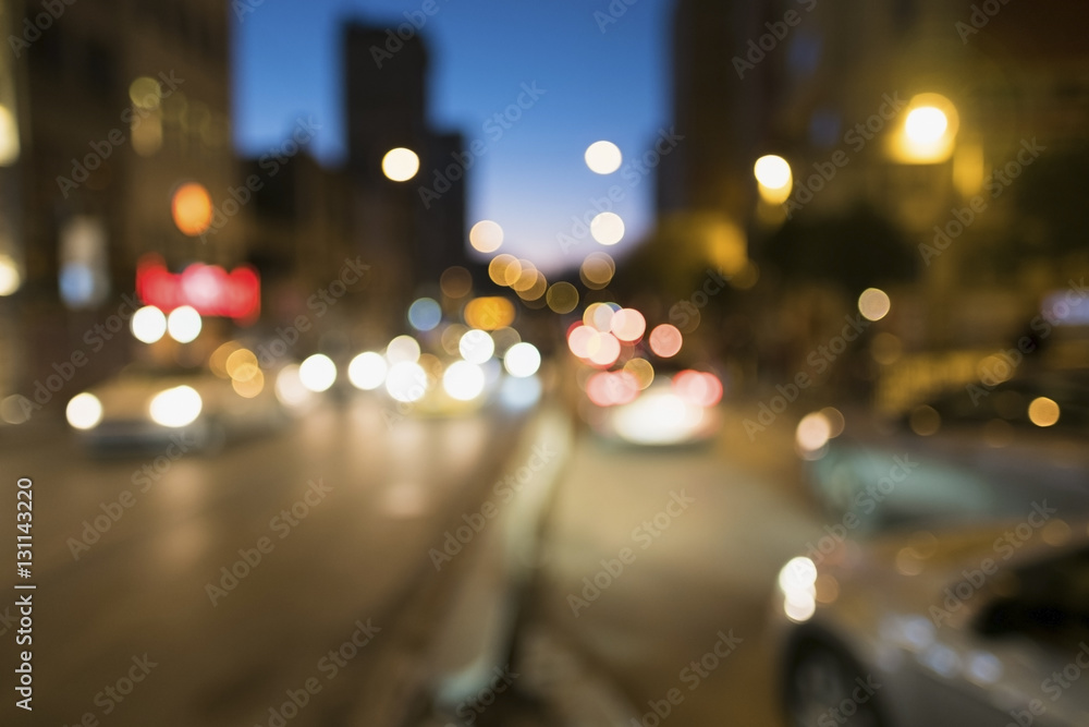 Blurry Cars with Bokeh Lights At The Istanbul