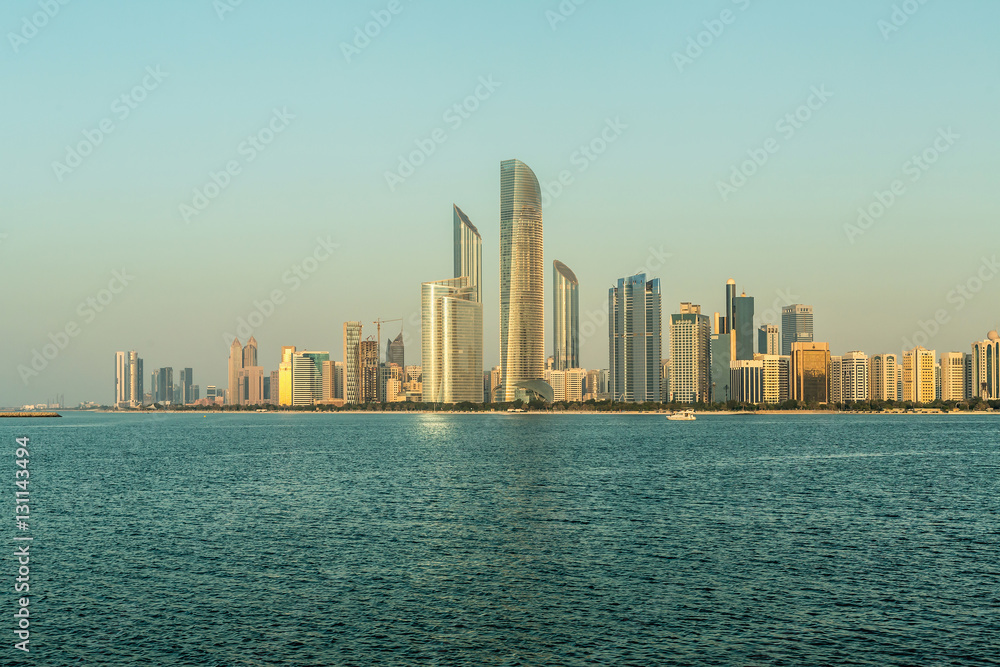 Abu Dhabi Skyline at sunset, United Arab Emirates Abu Dhabi Skyline at sunset, United Arab Emirates