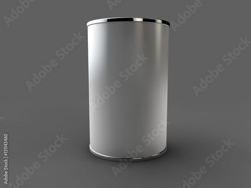 Tin box can packaging container isolated 3d illustration on gray background