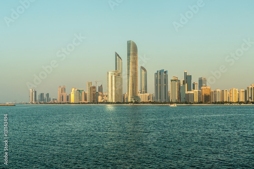 Abu Dhabi Skyline at sunset, United Arab Emirates