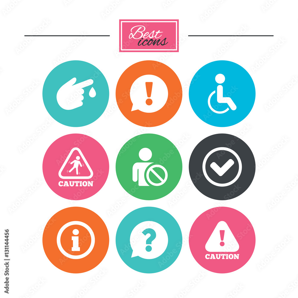 Caution and attention icons. Information signs. Caution and attention icons. Information signs.