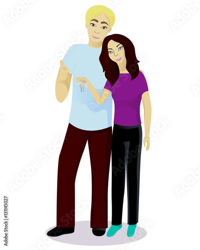 Happy couple with keys