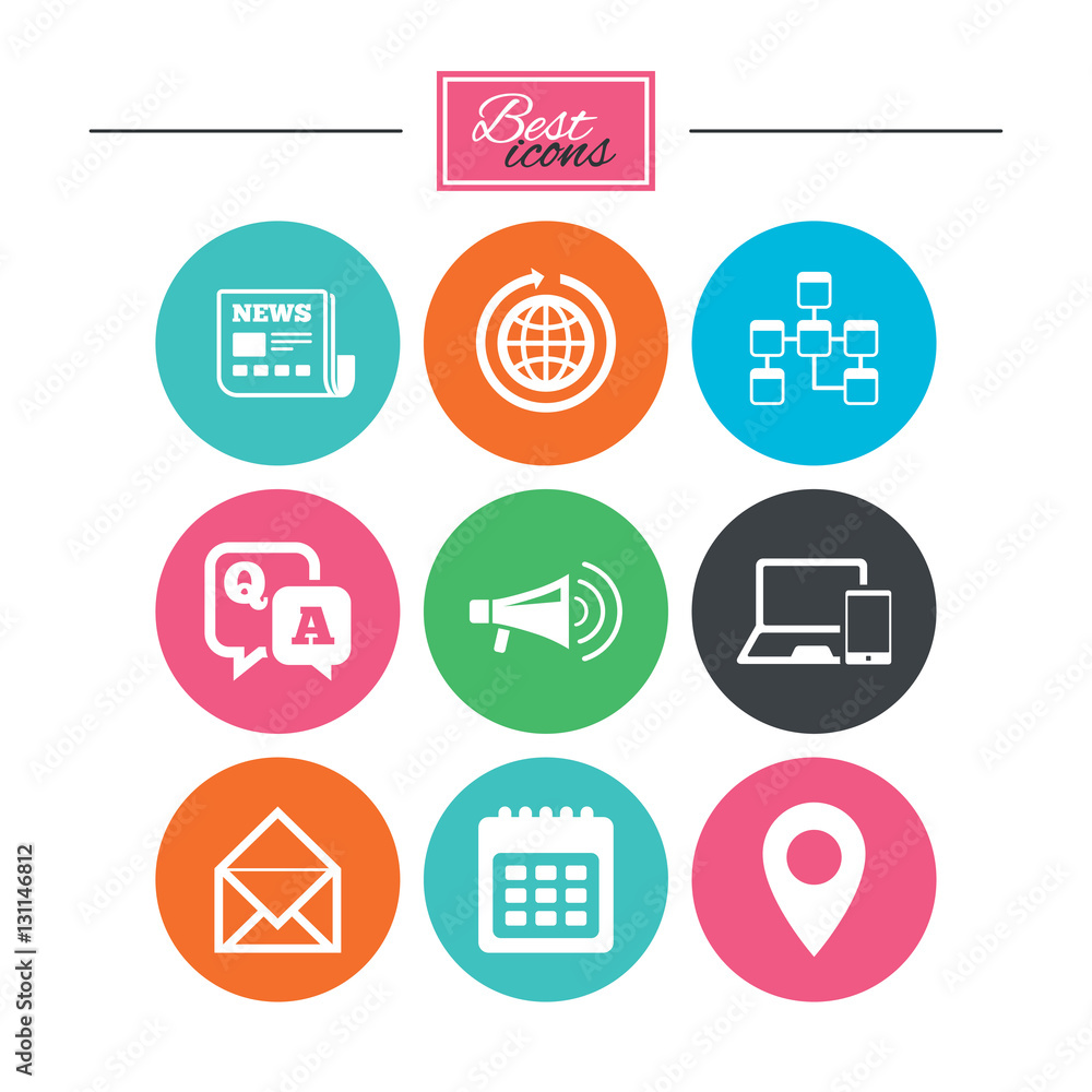 Communication icons. News, chat messages signs. Communication icons. News, chat messages signs.