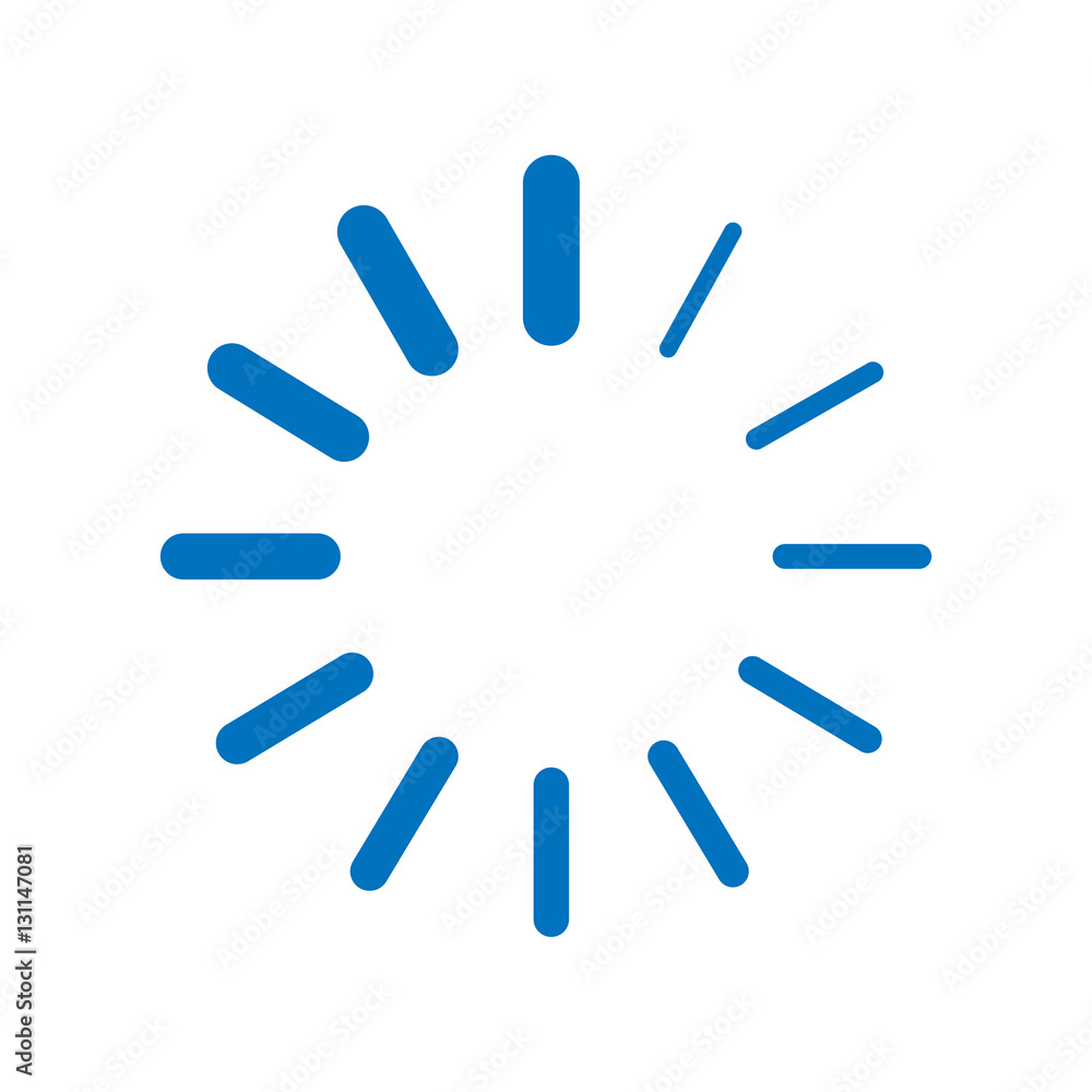 Icono plano cargando azul en fondo blanco Icono plano cargando azul en fondo blanco