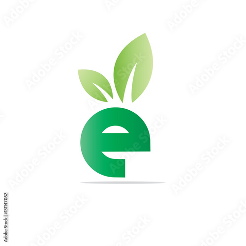 Initial Letter E With Green Eco Design Logo