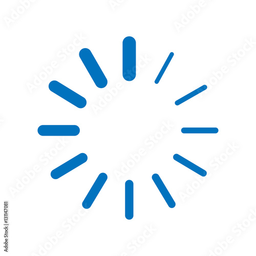 Icono plano cargando azul en fondo blanco