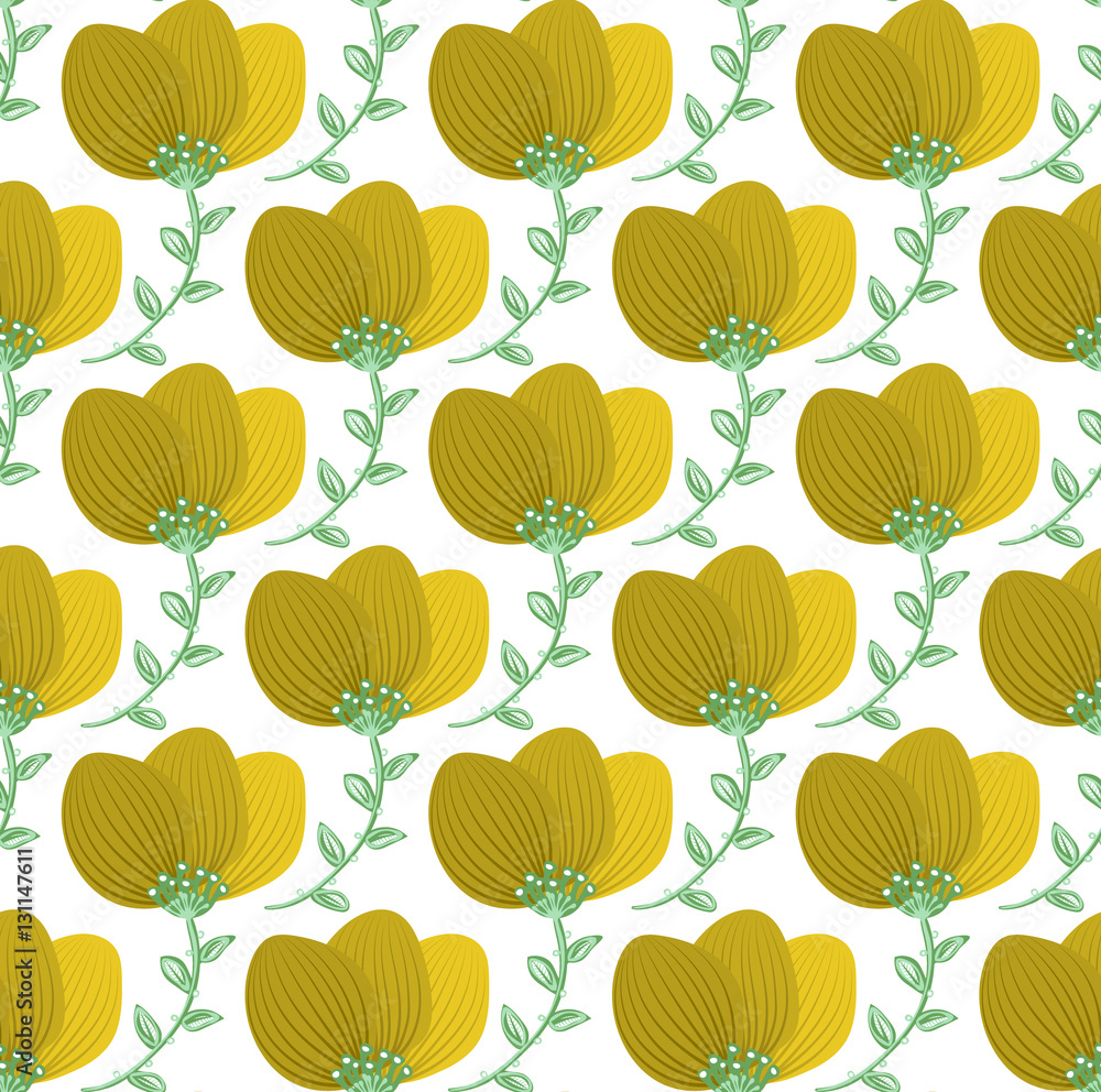 Floral seamless pattern. Hand drawn creative flower. Colorful artistic background with blossom. It can be used for wallpaper, textiles, wrapping, card. Vector illustration, eps10