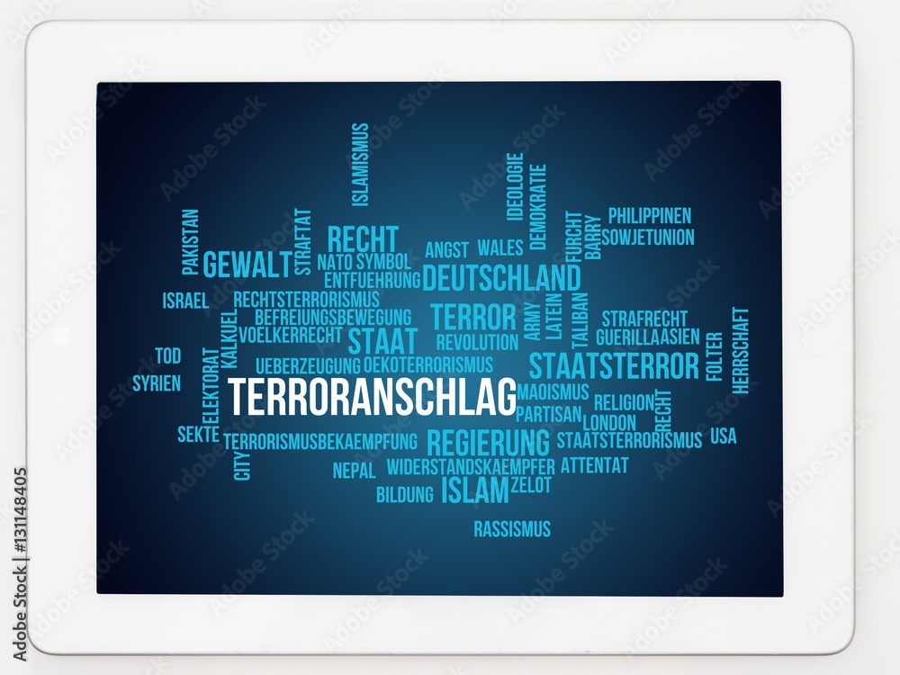 Illustration of word cloud on digital tablet Illustration of word cloud on digital tablet