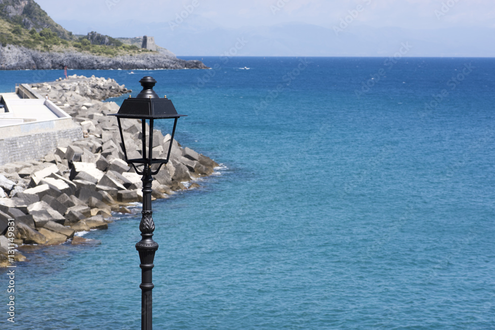 beautiful port of Marina di Camerota, with a deep blue sea