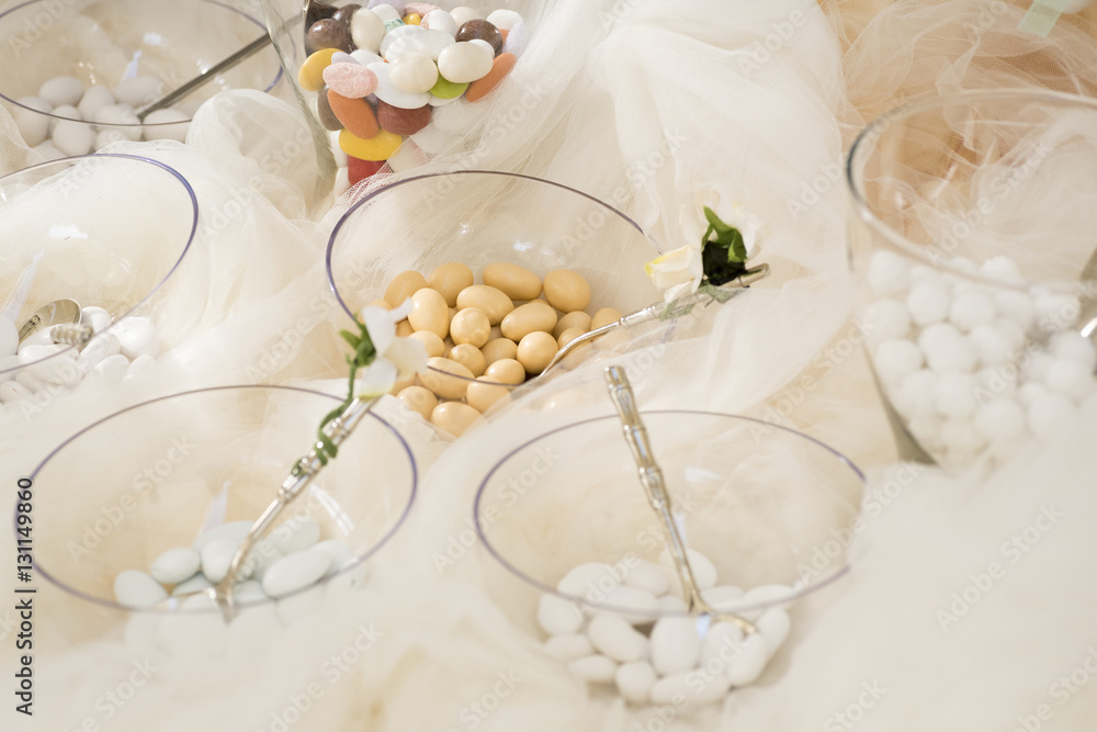 different flavors of sugared almonds on their wedding day different flavors of sugared almonds on their wedding day