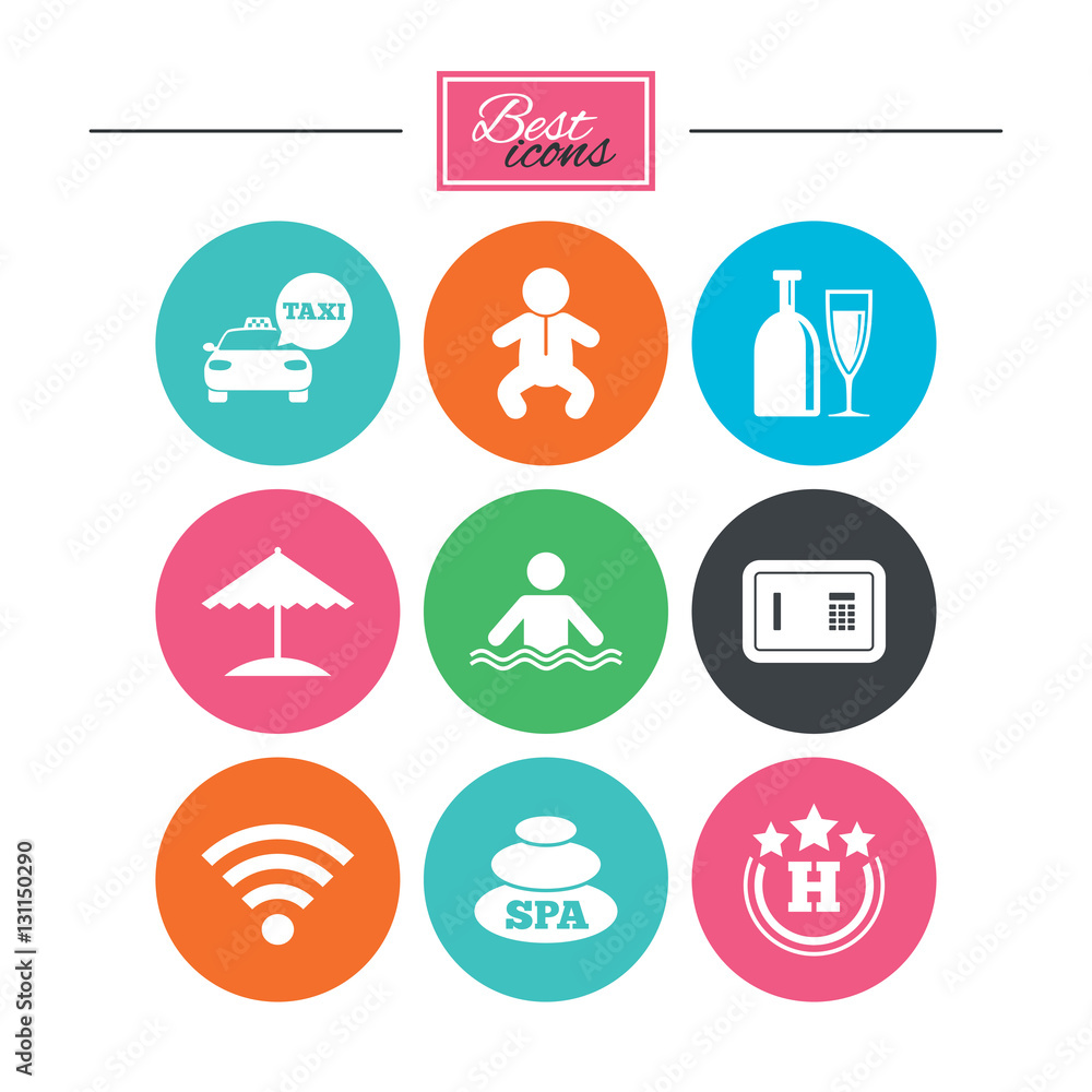Hotel, apartment service icons. Swimming pool. Hotel, apartment service icons. Swimming pool.