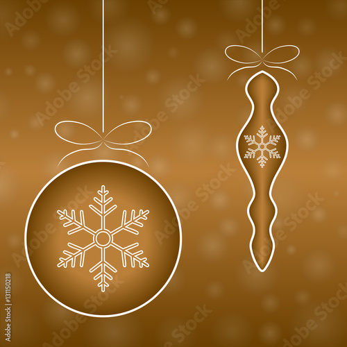 ball with snowflakes, gold background
