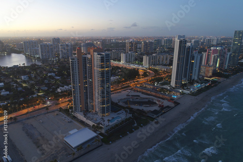 Sunny Isles Beach FL aerial dusk photo