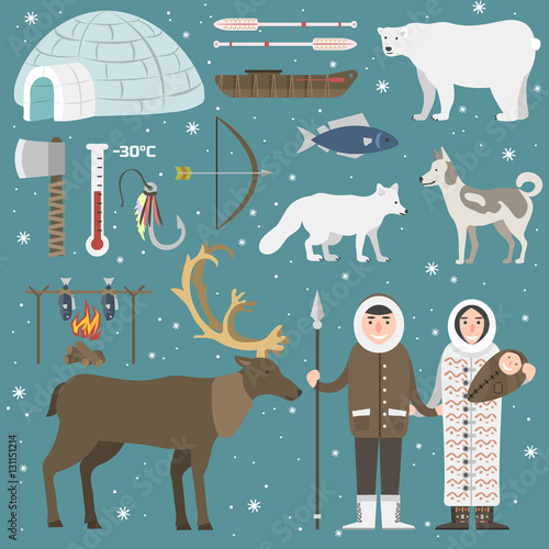 Wild north arctic people vector.
