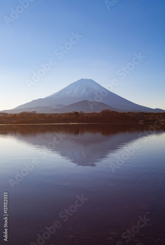 Mountain Fuji and Lake Shoji in morning
