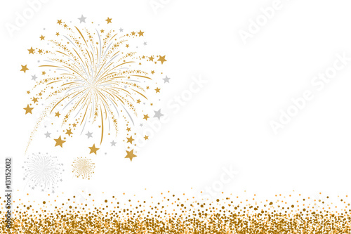 Vector gold and silver firework design on white background