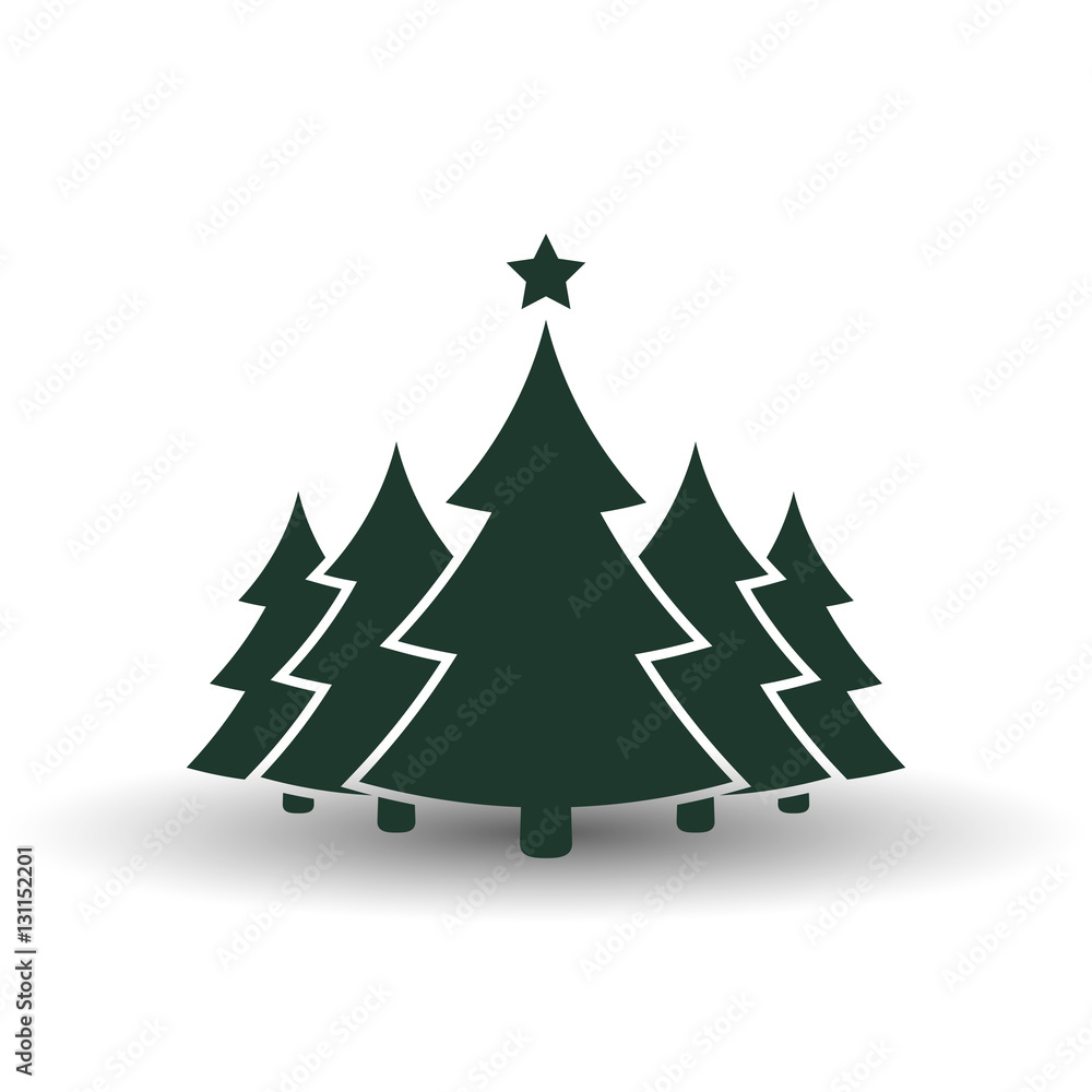 Christmas tree flat icon, vector simple design with shadow. Black symbol of fir-tree. Christmas tree flat icon, vector simple design with shadow. Black symbol of fir-tree.