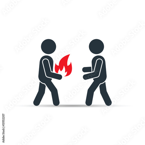 Man giving fire icon, vector concept. People enthusiasm illustration.