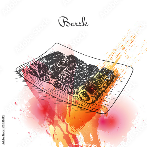 Borek watercolor effect illustration.