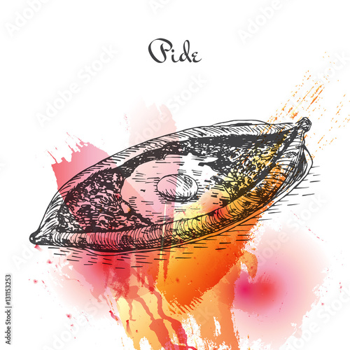 Pide watercolor effect illustration.