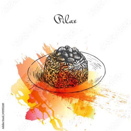 Pilav watercolor effect illustration.