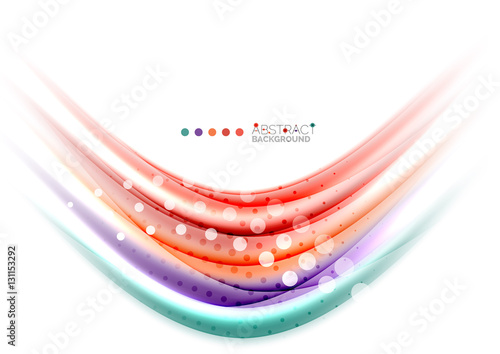 Multicolored lines on white, motion concept abstract background