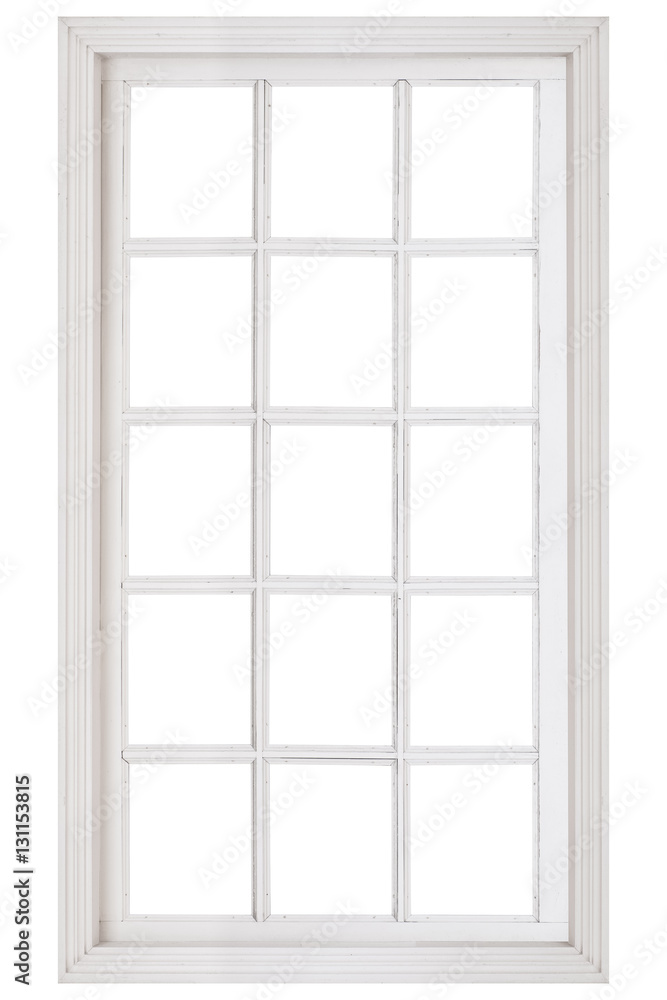 Wood window frame isolated on white background.. Wood window frame isolated on white background..