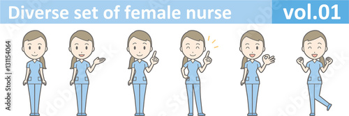 Diverse set of female nurse , EPS10 vector format vol.01