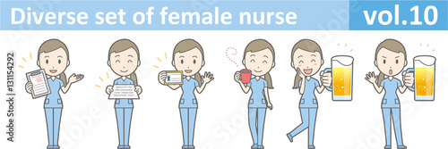 Diverse set of female nurse , EPS10 vector format vol.10
