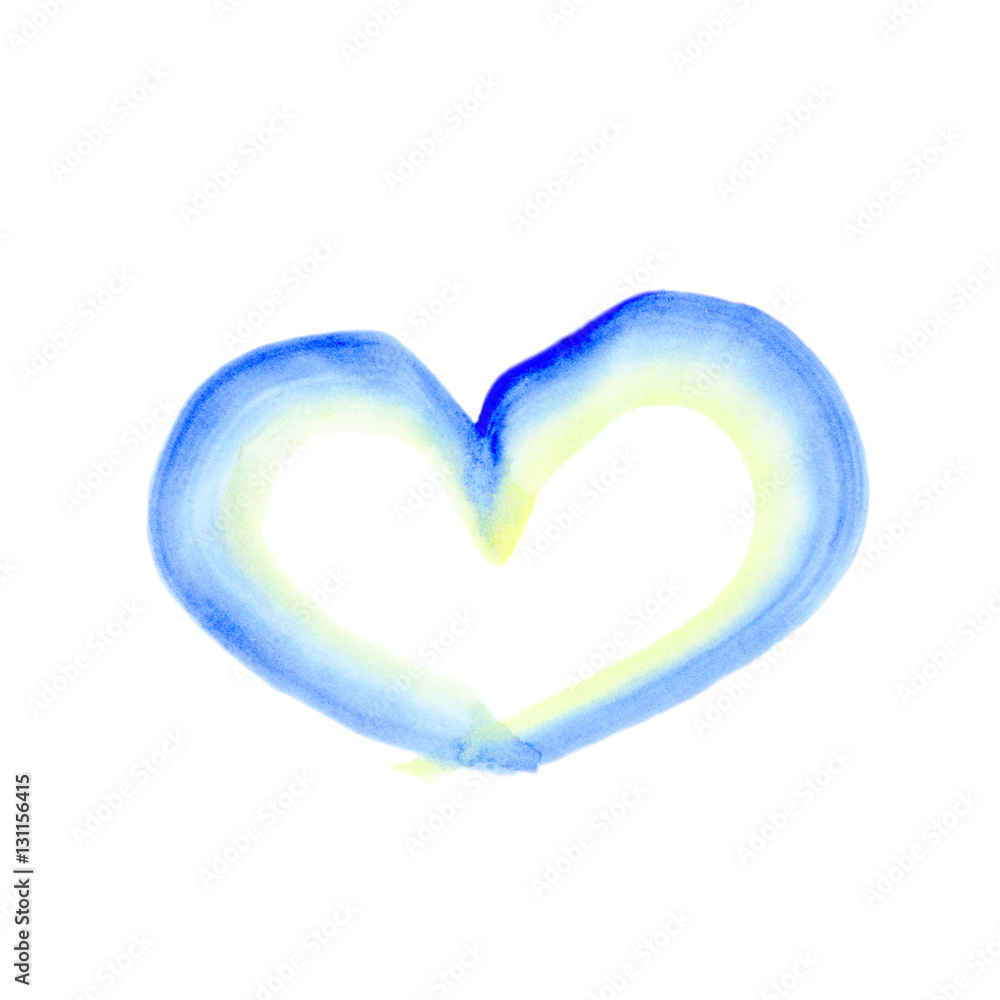 watercolor heart on a white background. Blue heart watercolor heart on a white background. Blue heart