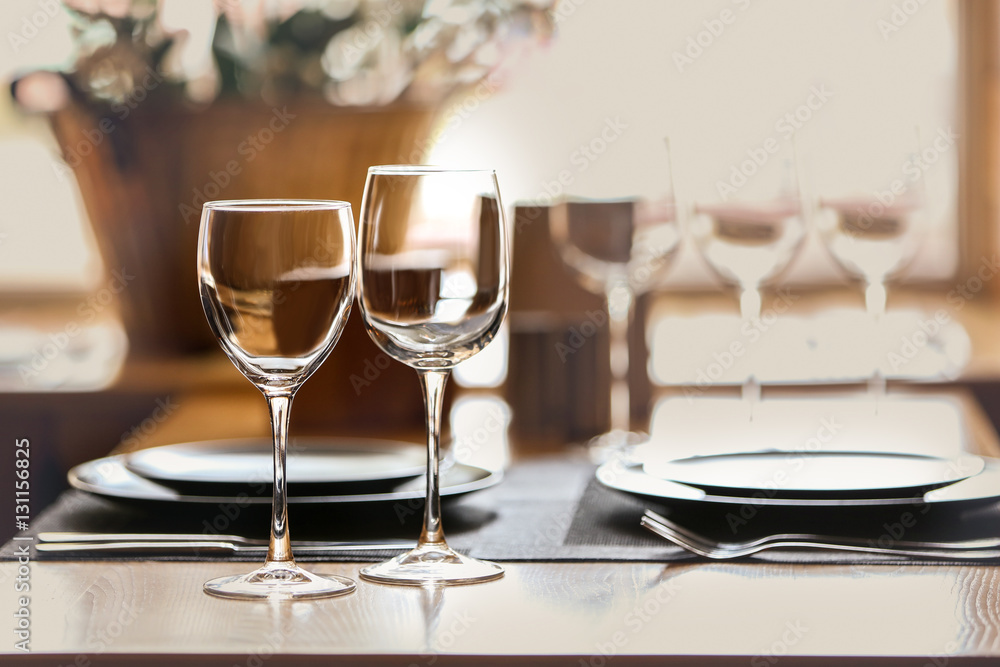 Elegant table appointments in the cafe Elegant table appointments in the cafe