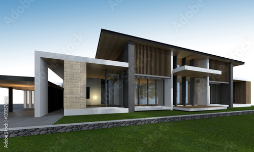 3D rendering of tropical house with clipping path. © Lifestyle Graphic