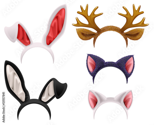 Set mask cat, rabbit, deer antler and ears
