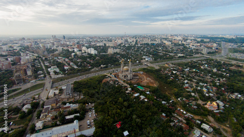 Wallpaper Mural Autumn in city. Panoramic aerial view at road, forest, river. Torontodigital.ca