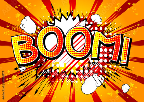 Vector illustrated comic book explosion with boom word.