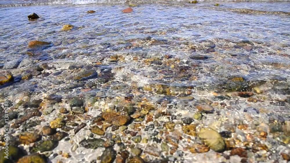 Clean nature sea and blue sky waves towards the coast Clean nature sea and blue sky waves towards the coast