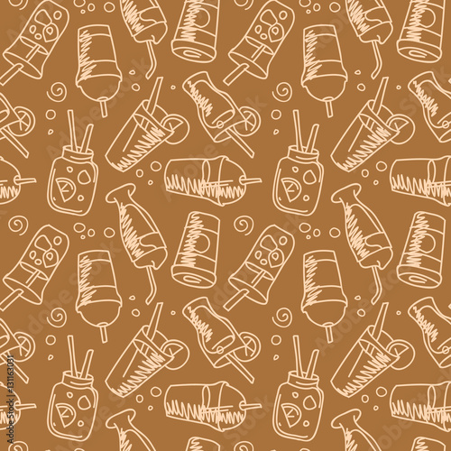 Fast food menu. Set of icons on the seamless pattern.