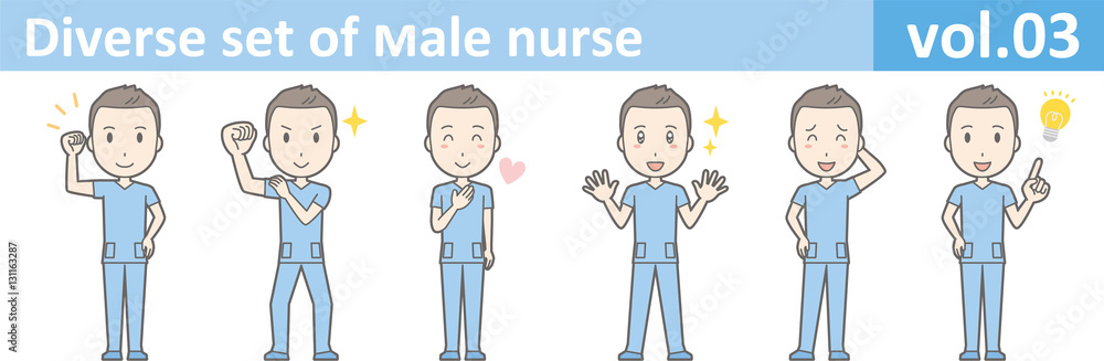 Diverse set of male nurse , EPS10 vector format vol.03 Diverse set of male nurse , EPS10 vector format vol.03