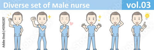 Diverse set of male nurse , EPS10 vector format vol.03