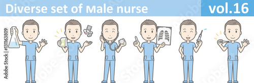 Diverse set of male nurse , EPS10 vector format vol.16