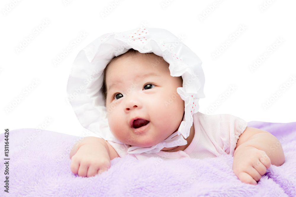 Portrait of adorable baby girl. Isolated on white background wit Portrait of adorable baby girl. Isolated on white background wit