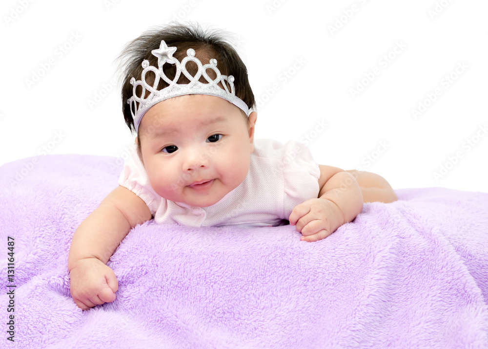 Portrait of adorable baby girl. Isolated on white background wit Portrait of adorable baby girl. Isolated on white background wit