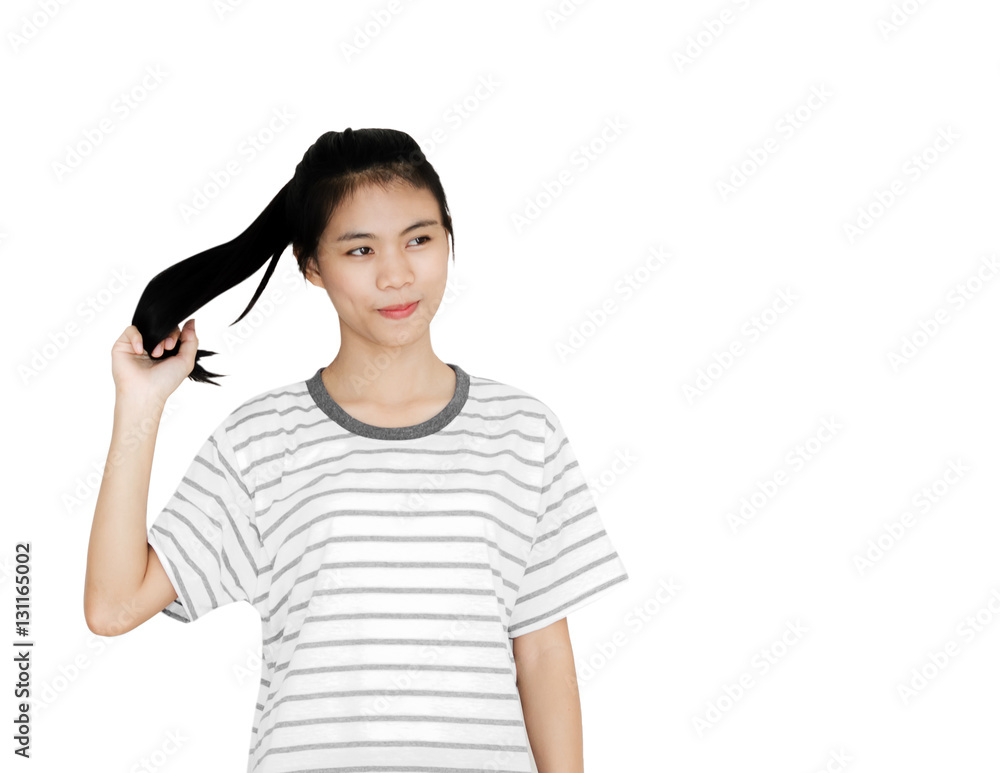 Portrait of a young beautiful asian girl. Isolated on white back Portrait of a young beautiful asian girl. Isolated on white back
