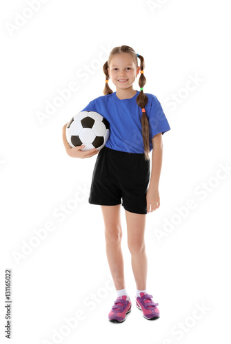 Cute girl with football bal...
